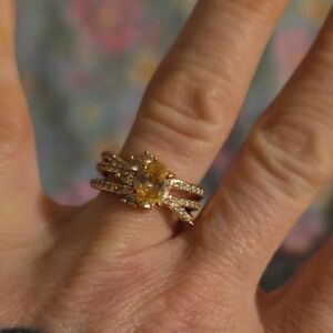 Gold and Silver Women's Ring with Gemstone